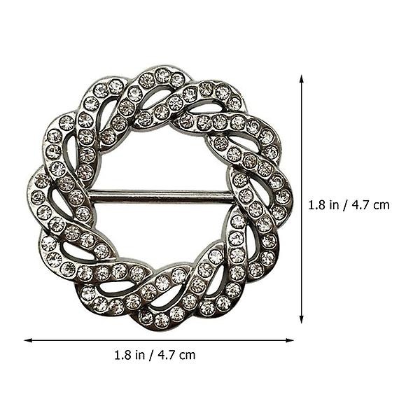2st Kläder Wrap Hållare Dam Scarf Spänne Crystal Ring Spänne Silver 4.7X4.7cm