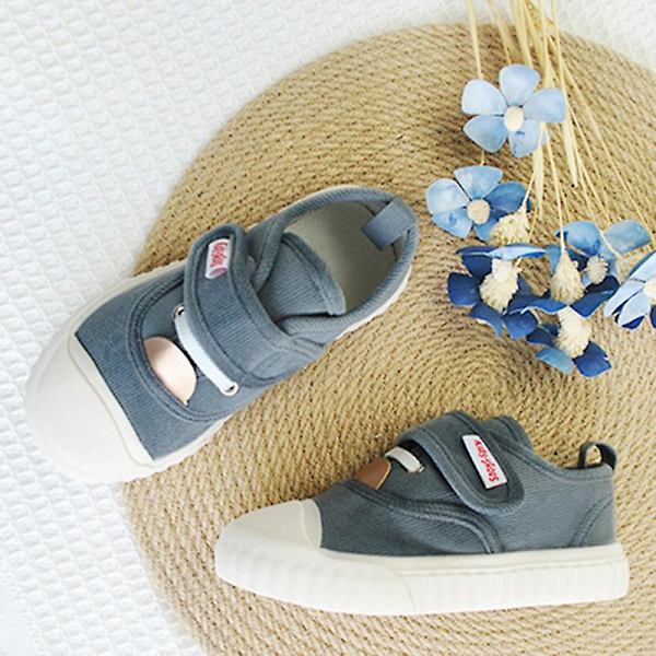 Barn Andningsbara Magiska Tejp Flats Pojkar Utomhus Bekväma Enfärgade Skor Halkfria Gray EU 30