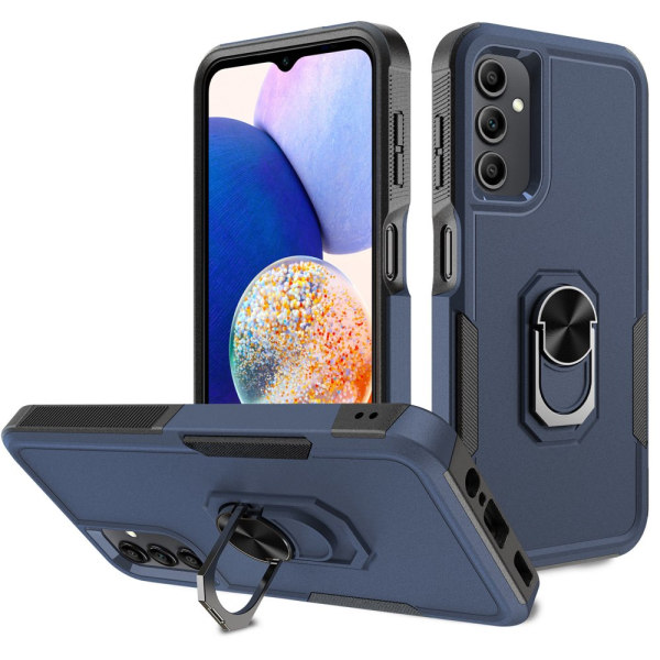 Elegant Choise phone case med ringställ för Samsung Galaxy A14 5G Shockproof Armor Cover, svart blue