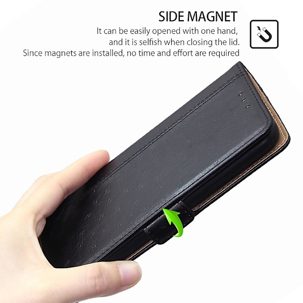 Flip Case För Xiaomi Redmi Note 12 4g Struts Texture Magnetisk Stängning Plånboksställ Cover Black
