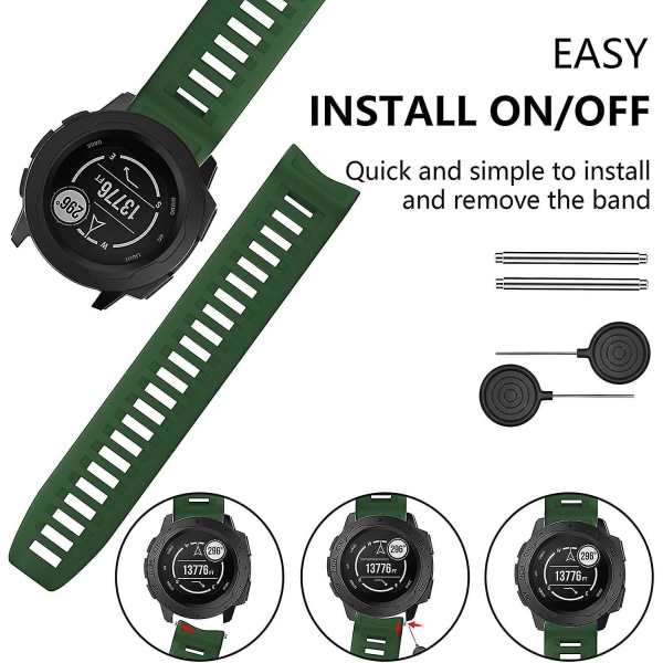 Kompatibel med Garmin Instinct Band, Mjukt watch för Garmin Instinct/ Solar/ Tactical-colorarmy Green