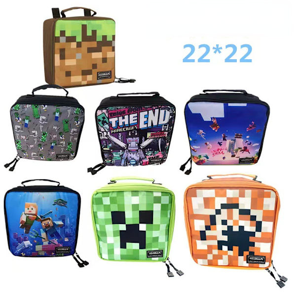Minecraft isolerad väska lunch box förvaringsväska Kuli rädd måltid väska 22 * 22