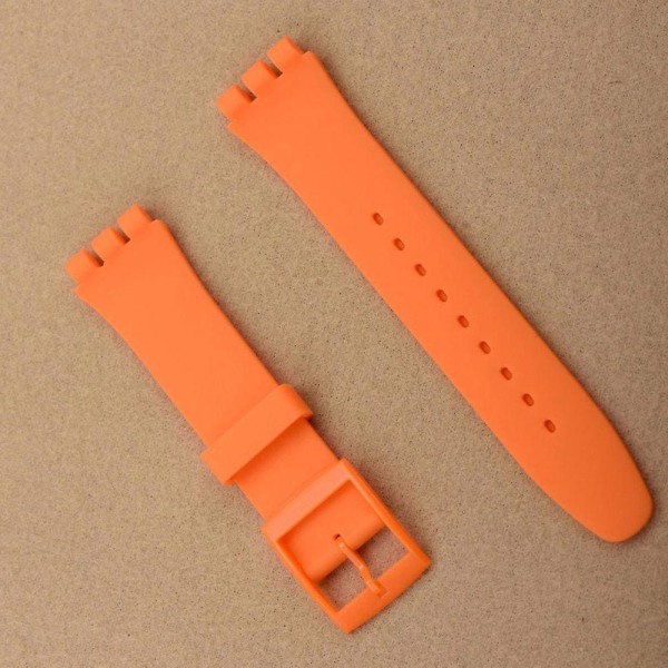 Lämplig för watch Tillbehör för Swatch Silikonband Spänne 17mm19mm Gummirem Sportrem för män och kvinnor 20mm Watch Band Watch S Orange 20mm