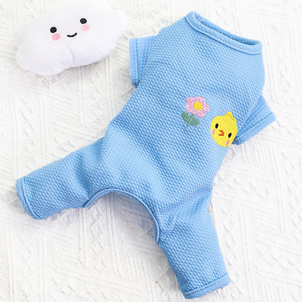 Hundkläder Fyrbenta byxor med blå botten, liten gul kyckling Blue Bottom Chicken 2XL