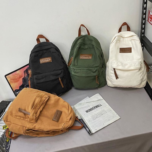 Ny ryggsäck för högskolestudenter för par stil Ins Cool flicka Pojke Canvas Grön Laptop Mode Kvinnlig Ryggsäck Man Reseryggsäck White