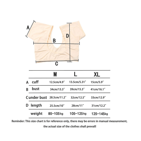 M-xl Underarm svettdyna - Elasticitet Andas underarm Tvättbara armhåla svettdynor Apricot M