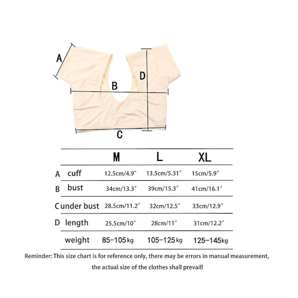 M-xl Underarm svettdyna - Elasticitet Andas underarm Tvättbara armhåla svettdynor Apricot XL