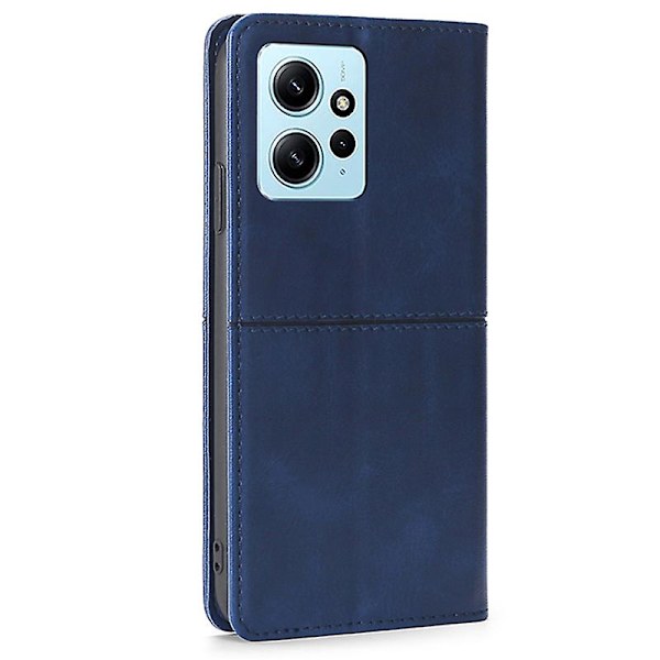 För Xiaomi Redmi Note 12 4g Korthållare Cover Kohud Texture Pu Läderställ Phone case Shell Blue