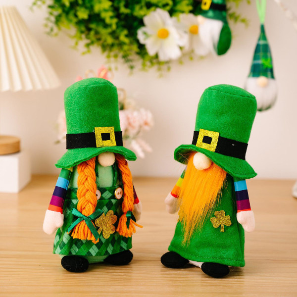 Heminredning St. Patrick's Day-dekorationer Irländsk dag Ansiktslös docka Rudolph Goblin Gnomes Handgjorda presentdekorationer A none