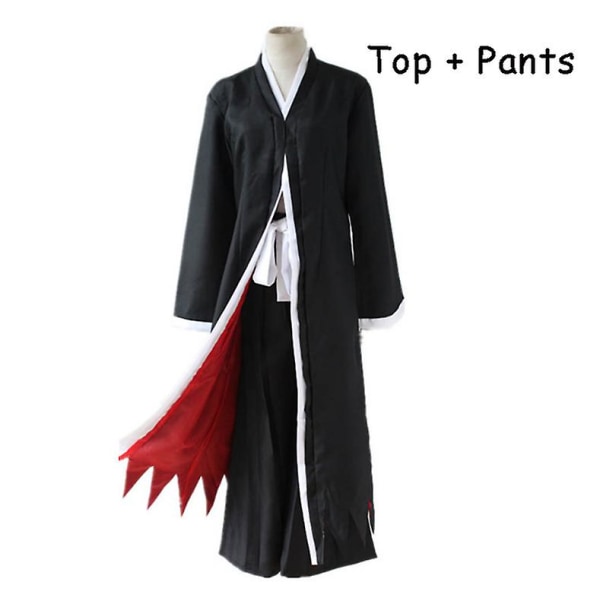 Anime Bleach Cosplay Kostymer Ichigo Kurosaki Hollow Mask Män Ichigo Peruk Svart Kappa Med Halm Sandaler Strumpor Toppar Och Byxor Set Set 1 XXLBleach