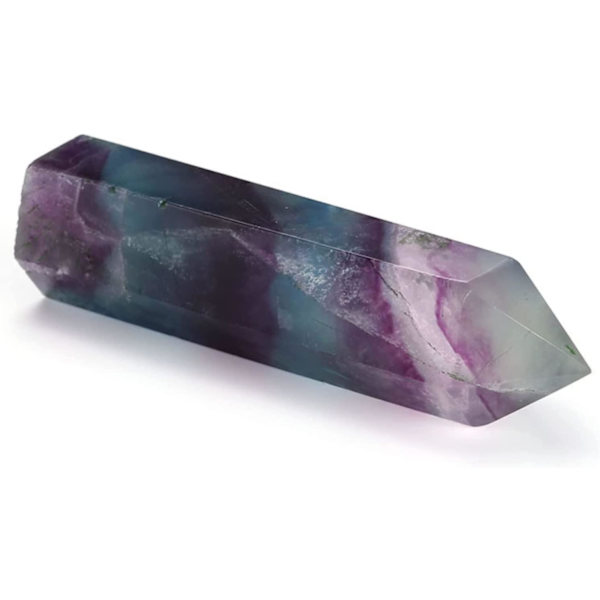 Naturlig hexagonal kristallstav, fluorit Självstående läkande kristallspinnstav, kvartsläkande fluoritstav Sten Lila Grön Gem Reiki null none