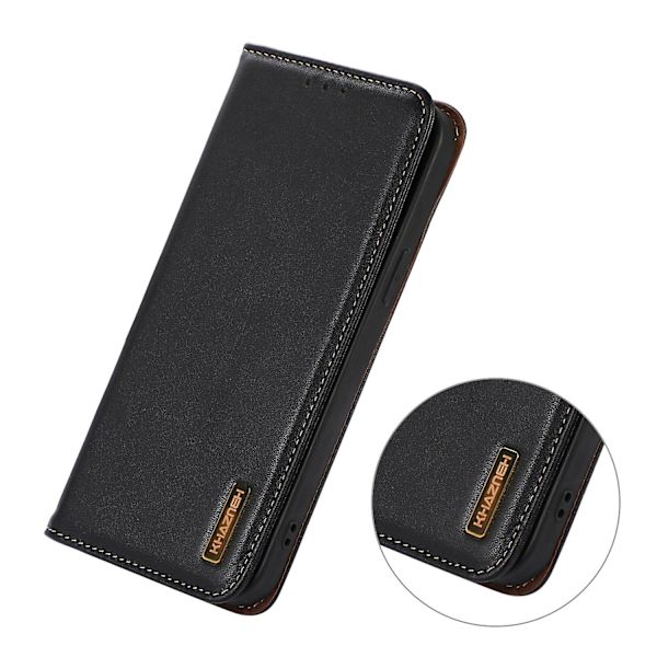 Rfid-blockerande phone case för Asus Zenfone 10 5g/zenfone 9 5g, Cover i äkta koläder Black