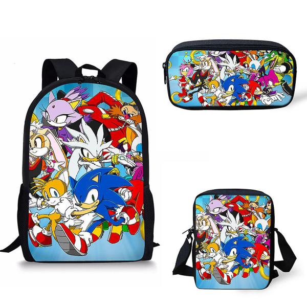 Sonic The Hedgehog tredelad studentryggsäck Style.H