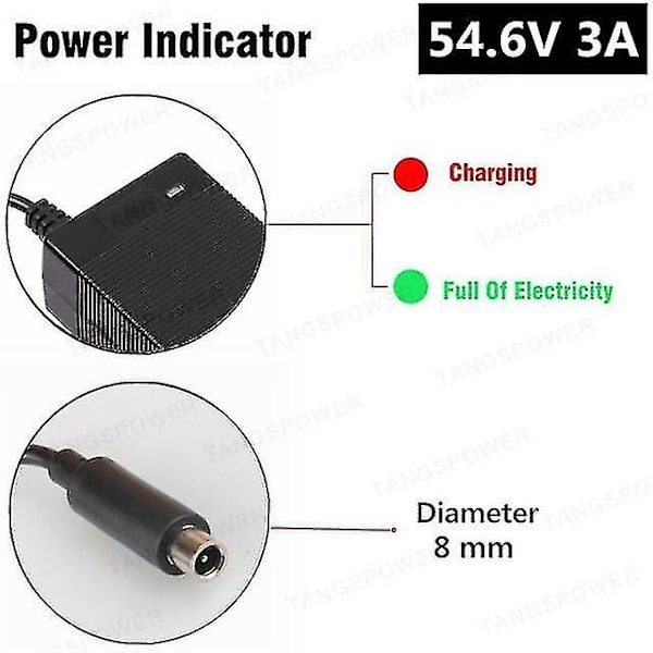 54,6v 3a litiumbatteriladdare Elcykelladdare Kompatibel 13s 48v Li-ion batteriladdare-b Dc 8 mm Eu