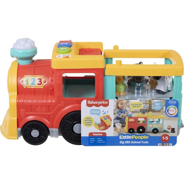 Fisher-Price Little People Resa Tillsammans Vännerskepp, 2-i-1 lekset med svarta och spansktalande figurer för småbarn och förskolebarn Big Animal Train