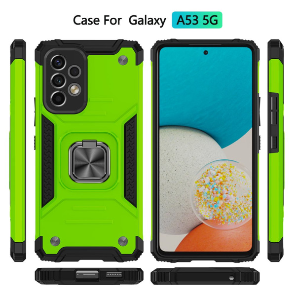 NIFFPD Galaxy A53 Case, Samsung A53 Case Ring Kickstand Hård PC Mjuk TPU cover till Samsung Galaxy A53 5G Röd green