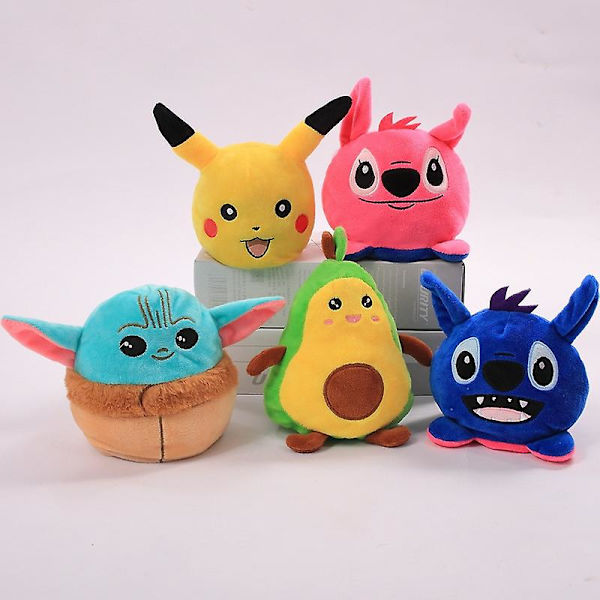 Söt tecknad Flip Doll Flip Dubbelsidig docka Present-pikachu