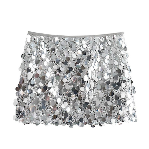 Paljetterad sexig kjol Bodycon minikjolar för kvinnor Trendig 2024 Silver XS