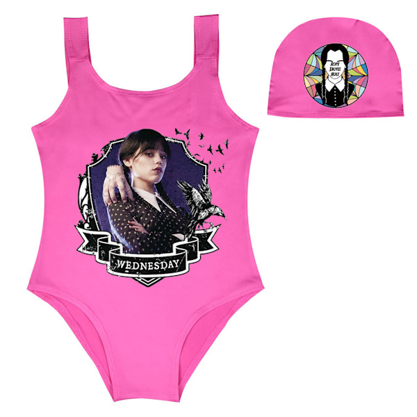 Wednesday Adams Badkläder för flickor Rose röd 140cm