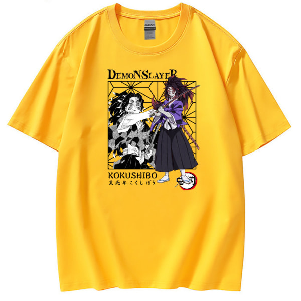 T-shirt för herr och dam rund hals lös topp gul XXL