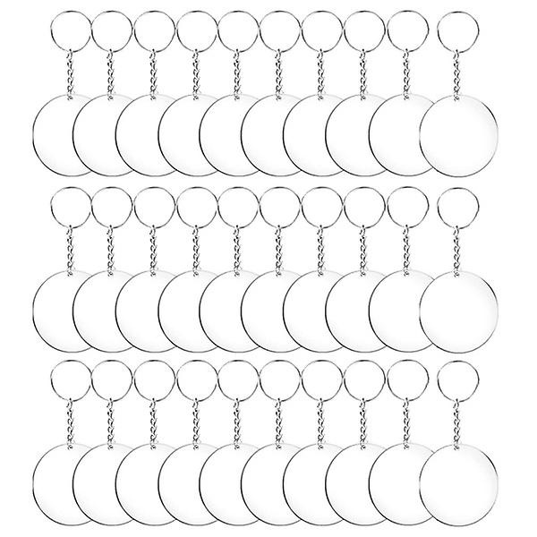 48 st Akryl Transparent Circle Discs Set Nyckelringar Klar Rund Akryl Nyckelring Blanks Nyckelring för gör-det-själv (transparent) Transparent 72PCS 15x5x1cm