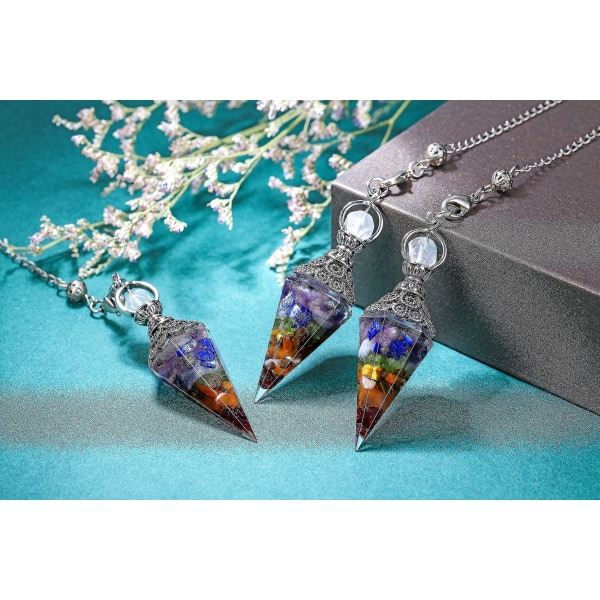 Chakra Crystal Pendel Hexagonal Reiki Healing Crystal Points Ädelsten Dowsing Pendel för spådom Scrying Wicca Chakra