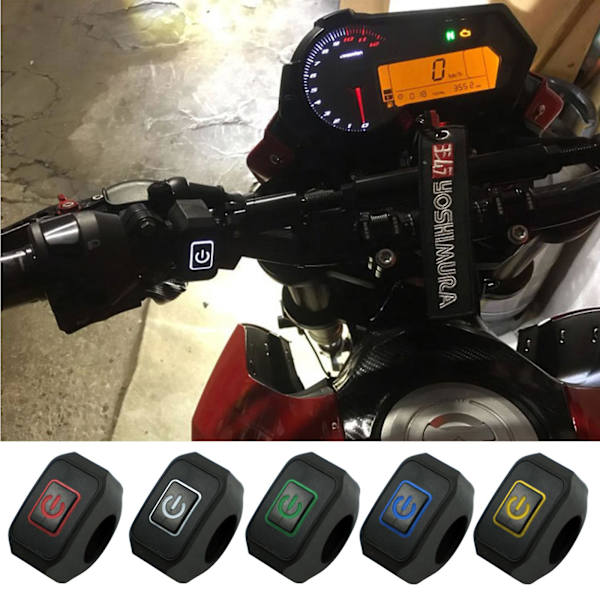 Motorcykel Styre Switch Med Led Lampa Momentry Knapp För Elbil 22mm White