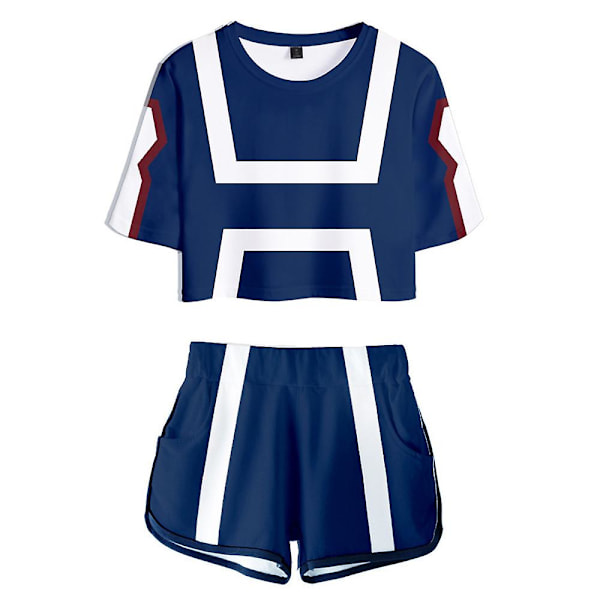 2 Piece My Hero Academia Anime Outfits för kvinnor Crop Top och korta byxor set L D