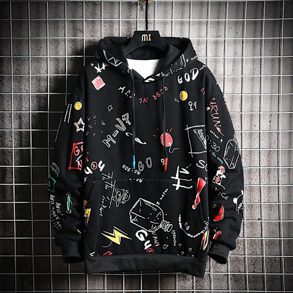 Vention graffititryck hoodie-svart XXXL