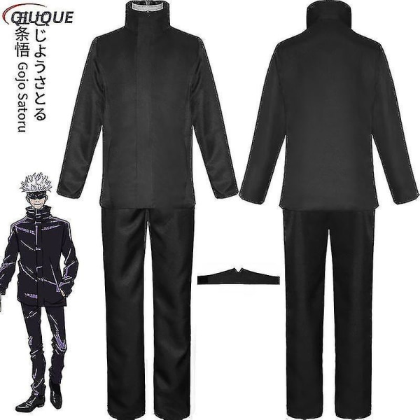 2023-anime Jujutsu Kaisen Gojo Satoru Cosplay Kostym Toppar Byxor Ögonlapp Halloween Party Män Uniform Peruker-1-1 Blue Package 3 XXL