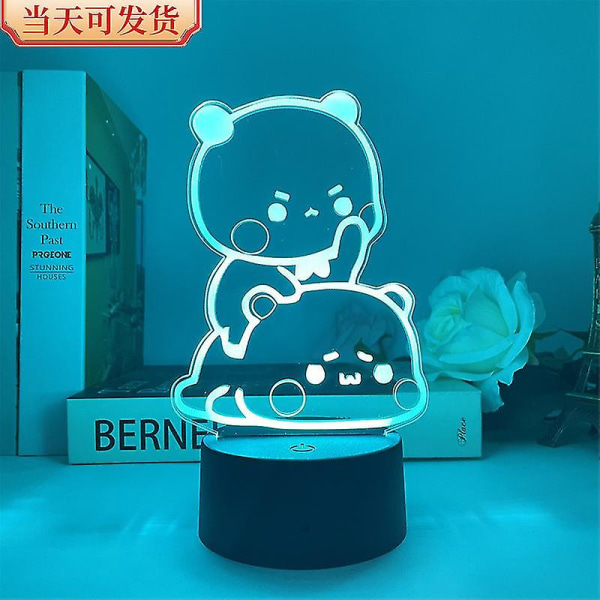 Bubu Dudu Panda Bear Figurer Leksaker Led Ljus Byt färg Klar Hållare Hem Derection Party Presenter Black 16 colors