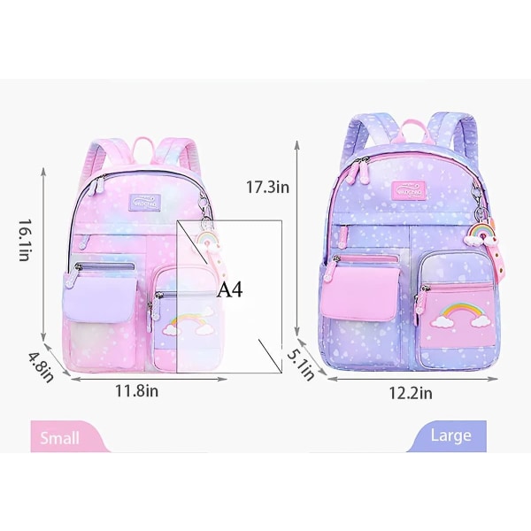 Ryggsäck för flickor Barn Skolväska Barn Bokväska Dam Casual Dagsäck för resor med flaska sidofickor Star Pink Small