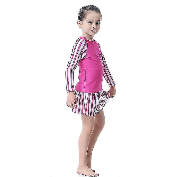 Barn Flickor Badkläder Klänning Mu Islamiska Beachwear Burkini Baddräkt Set H Rose Red 7-8 Years