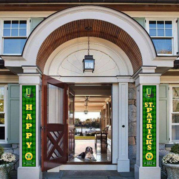 2023 Nya 2st/ set Patricks Day-dekorationer för ytterdörr Irish Shamrocks Dörrgardinhängande banderoller för hem utomhus inomhus väggdekoration 1002