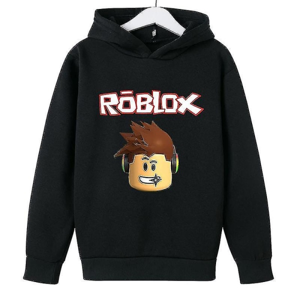 Roblox Game Print Hoodie Sweater Set Höst Vinter Långärmad Topp black 110cm