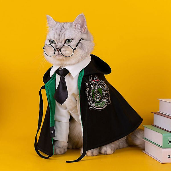 Kattkläder Huvtröjor Kappa Kappa med slips Cosplay Hunddräkt Dekoration Magic-academy Cape Småhundskläder red L
