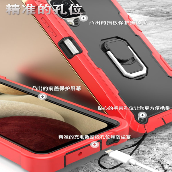 Case för Samsung A12 5G Case, Galaxy A12 Case, Allytech Slim Fit Rugged 3-lagers stötsäkert skydd Hybrid Kickstand Phone case Cover för red+black
