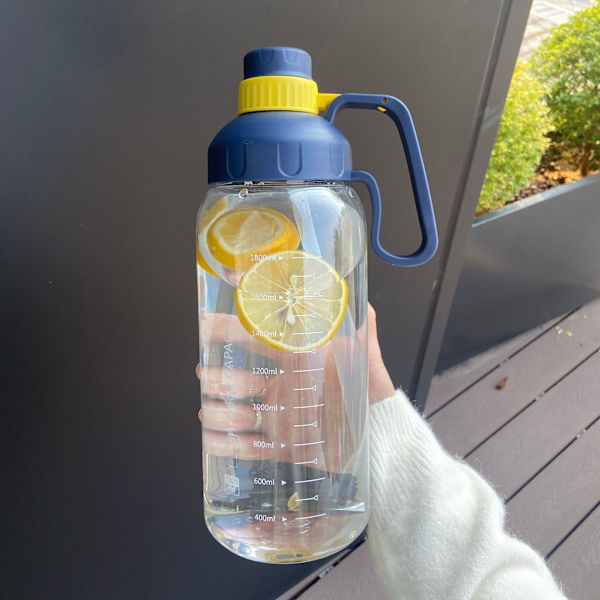 Stor kapacitet vattenkopp plastmugg vattenflaska halmkopp Navy blue