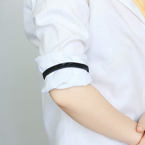 Anti-halk skjorta ärm metall armband Stretch elastiska armband Armband Ärmhållare 1 par Black