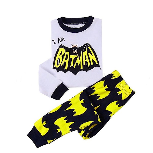 Barn Pojkar Flickor Spiderman Superman Casual Långärmad Nattkläder Pyjamas Set Outfit Loungewear Black White Batman 6 Years