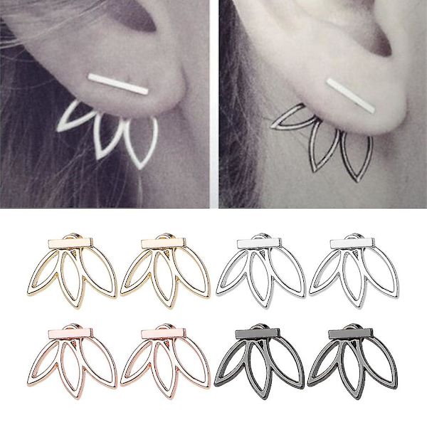 1 par Lotus Flower Stud örhängen Dam Lättvikts Minimalist Ear Cuffs Smycken