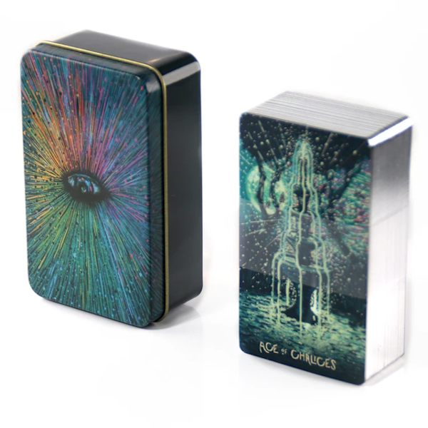 2022 Ny stil octurt Tarot i en ten metall Å da Guldpl ä terad Kant Hot Sell Tarot kort f ö r Division Tarot Deck Vacker Package Brun