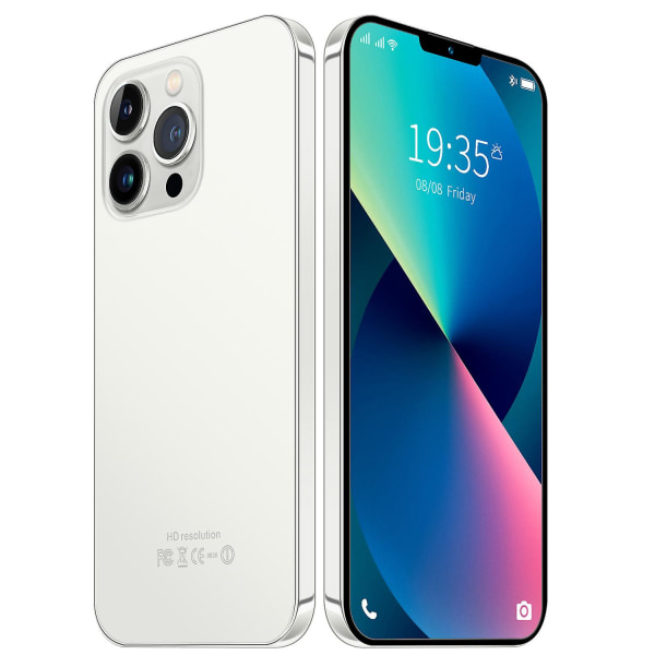 Smartphone 2022 Den mest populära mobiltelefonen I13 Pro Max 7,5 tum Dual Card Dual Standby White