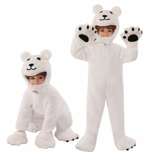 Arctic Isbjörn Kostym för barn Djurbjörn Jumpsuit Halloween kostym Toddler White Bear Cosplay Bästa valet White XL (135-145cm)