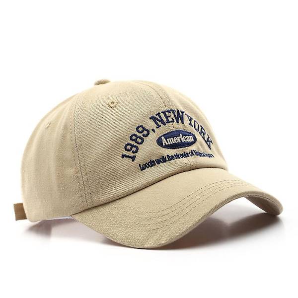 Baseballkepsar för män och kvinnor Justerbara Casual Broderade 1989 New York American Cotton Solhattar Unisex enfärgade visirhattar beige - 1989
