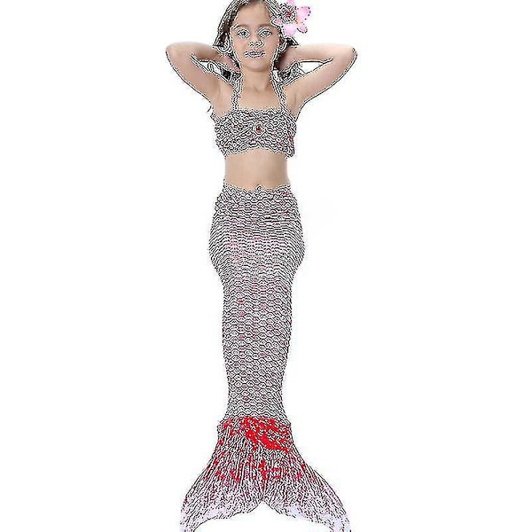 Barn Flickor Mermaid Tail Bikini Set Badkläder Baddräkt Simdräkt Hög kvalitet A Pink 110