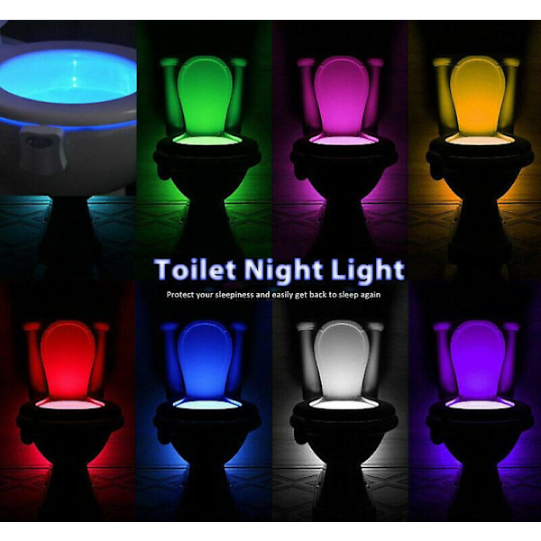 8-färgad LED-toalett Nattljus Rörelsesensor Skål Glödavkännande Badrum Uv-lampa Present null none