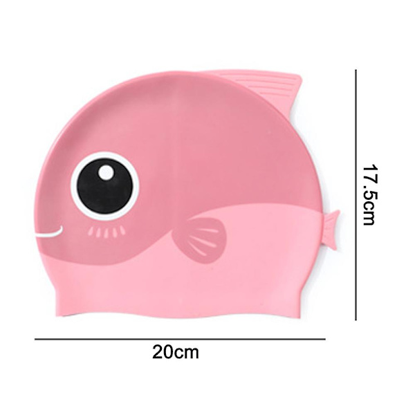 Cap Barn-1 förpackning Silikon Roliga badmössor för flickor och pojkar, badmössor för barn med tecknade hajar & minnows-design light pink