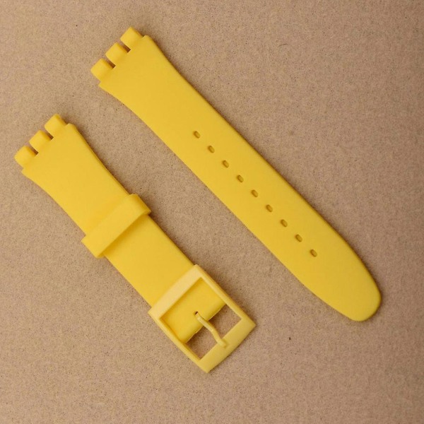 Lämplig för watch Tillbehör för Swatch Silikonband Spänne 17mm19mm Gummirem Sportrem för män och kvinnor 20mm Watch Band Watch S yellow 19mm