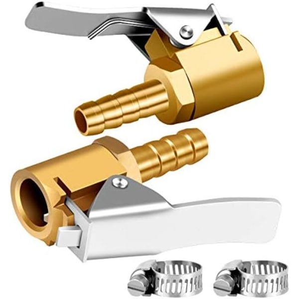 LUMITECO 1/4&#34; Mässingsdäckpump Lås på luftchuck, miniluftkompressor Bärbart däckpumpdäck Chuck Slangände med hullingkontakt f Barb Type none